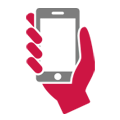 Illustration of a hand holding a mobile phone