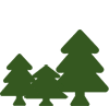 Illustration of three green trees