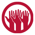 three hands in a circle icon