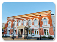 An exterior photograph showing the front of the Anstice building, the new home of Madeley Library