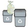 Illustration of a silver caddy for food waste recycling