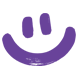An icon of a purple smiley-face icon composed of a curved smile and two short vertical oval eyes on a white background.