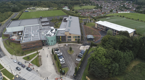 An aerial picture of Telford Langley School.