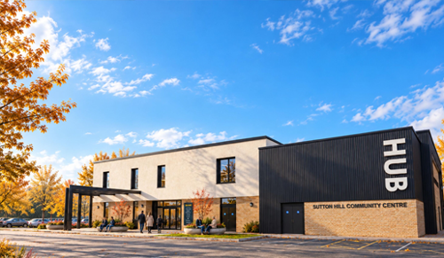An artists impression of the new Sutton Hill community centre building.