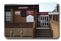Photograph of the outside picture of Stirchley Library