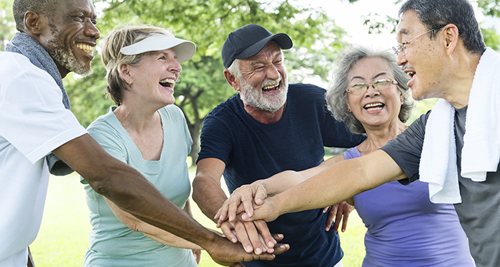 Group of senior retirement exercising togetherness