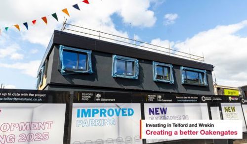 A picture of the front entrance of units 6 - 8 at Limes Walk, Oakengates where the new library will be located