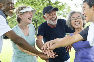 Group of senior retirement exercising togetherness