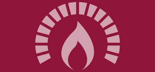 Illustration of a flame on a deep red background