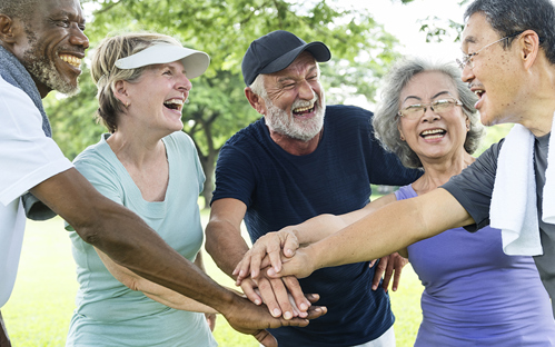 Group of senior retirement exercising togetherness