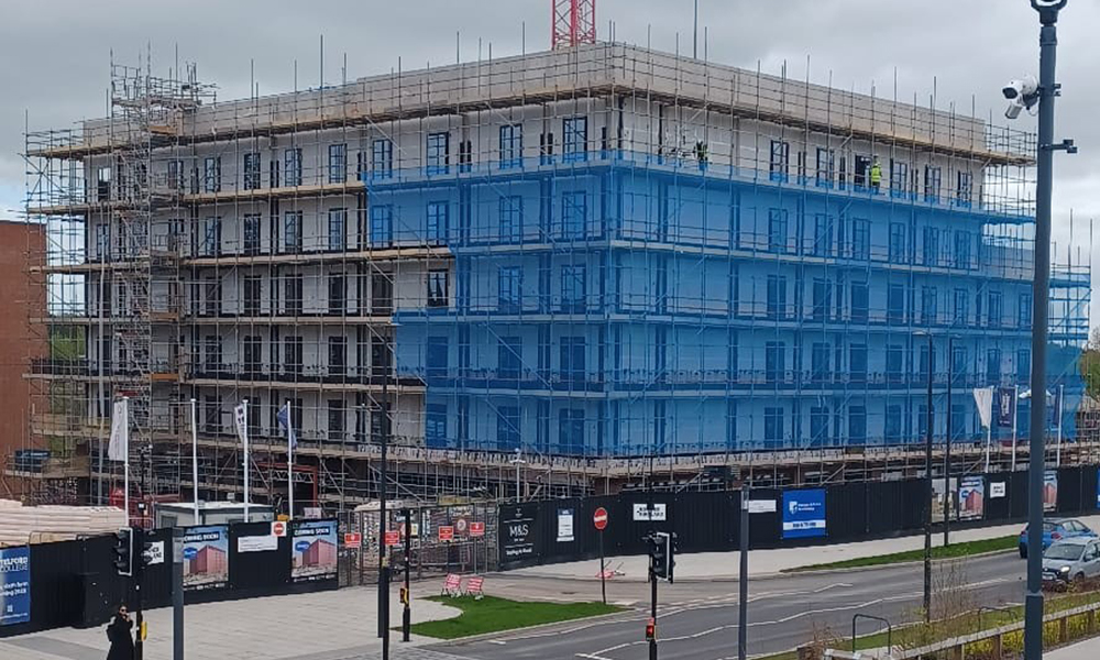 A picture of construction works of the Hilton hotel in Telford.