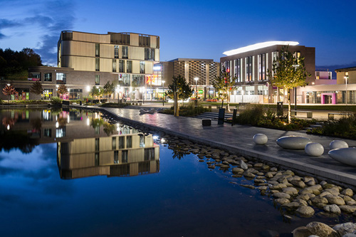 An image showing Southwater Square at night
