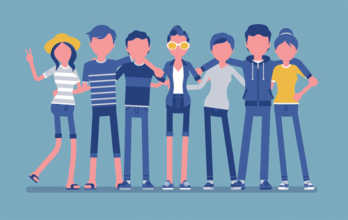 An illustration of teenagers showing togetherness