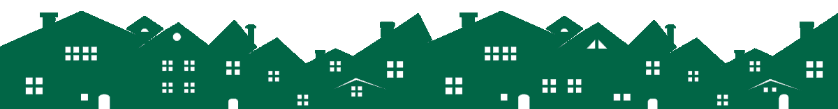 Illustration of a row of light green houses