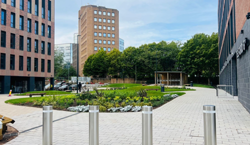 A picture of the new named Betty Harris Square at Station Quarter in Telford.