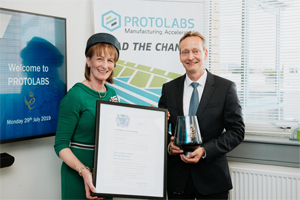 Picture of the Protolabs presentation of queen's award