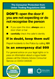 An unwanted traders poster asking them not to knock the door