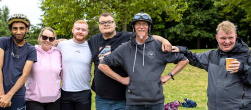 Group of six people enjoying themselves