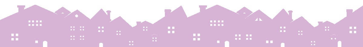 Illustration of a row of houses with a background colour of light purple