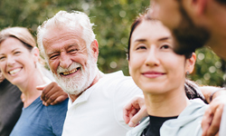 Happy diverse people together in the park