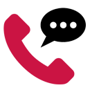 Illustration of a red phone with a black speech bubble beside it