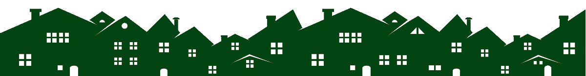 Illustration of a row of dark green houses