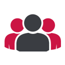 An icon depicting 3 people in a group