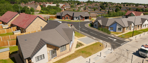 An illustration of a housing development
