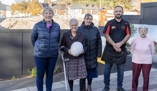 Linda Silverthorne, Councillor Shirley Reynolds, Sarah Swift, Commercial Business Team Leader at Telford & Wrekin Council, and local business owners welcoming the news of additional parking.