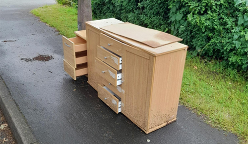 Fly tip of several household drawers