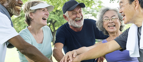 Group of senior retirement exercising togetherness