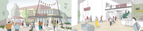 Two pictures showing the remodelling of Telford Theatre.