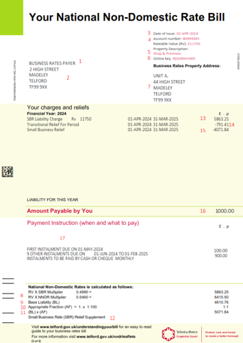 Screenshot of a bill