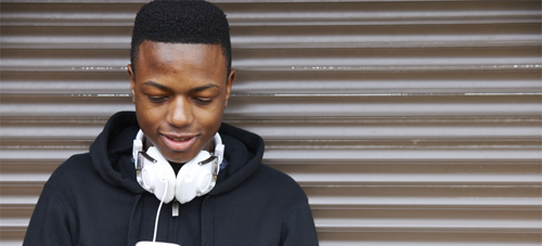Picture of a Teenage Boy Listening To Music