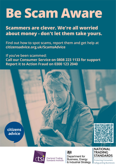 Be scam aware poster