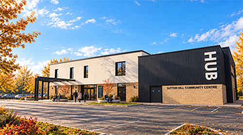 An artists impression of the new Sutton Hill community centre building(500px)