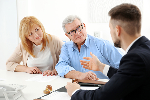 Senior couple at notary public office