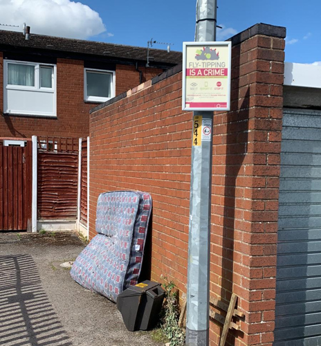 Image of a fly tip - mattress in Brookside.