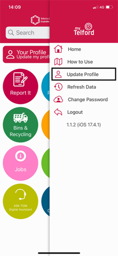 Delete account menu