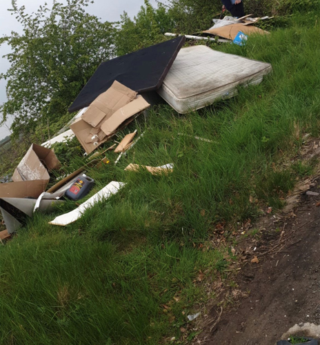Image of the fly tip on Arleston Lane.
