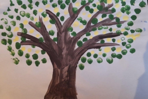 Finger painting of a tree - created by a Year 5 pupil