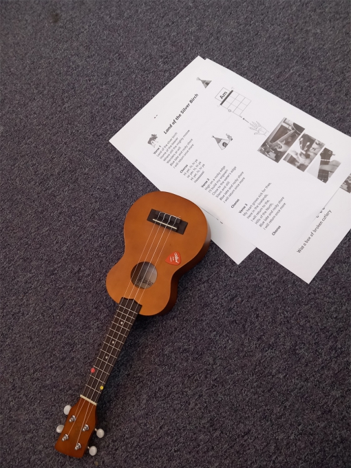 A joint cluster music event where young people had a go at playing the ukulele, flute and samba band instruments with a mini performance at the end of the workshop, held in February 2023