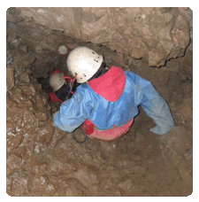 Child exploring underground