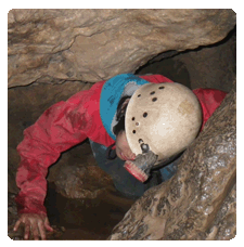 Child exploring underground